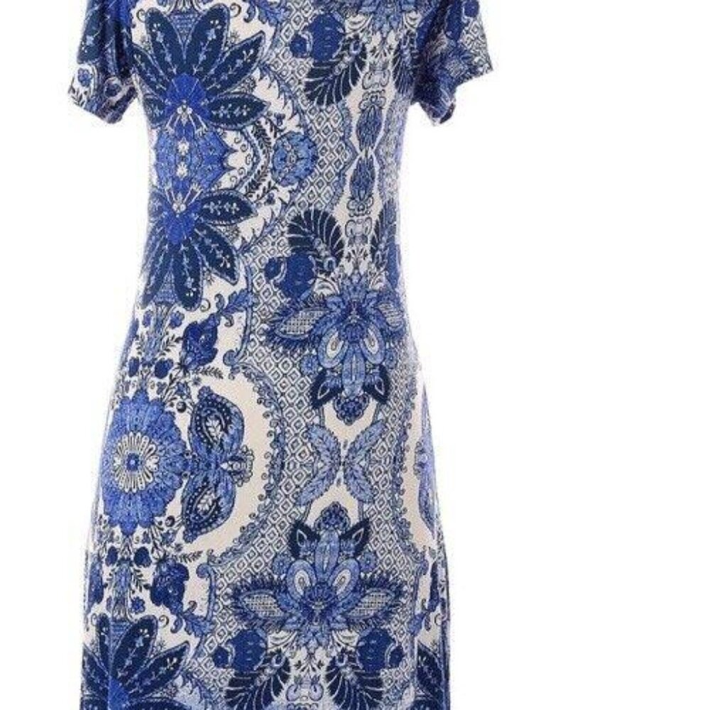 NWT Klozlyne Blue & White Knit Dress. Size L. $60.00. Casual Boho Beach